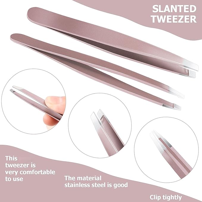 Mudder Eyebrow Tweezers Set for Facial Hair Stainless Steel Slanted Tip Tweezers in Bulk for Men and Women ()