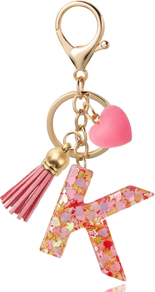 Alphabet Initial Letter Keychain Cute Heart Resin - Letter Keychain for Backpack Charms - Initial Keychains for Women