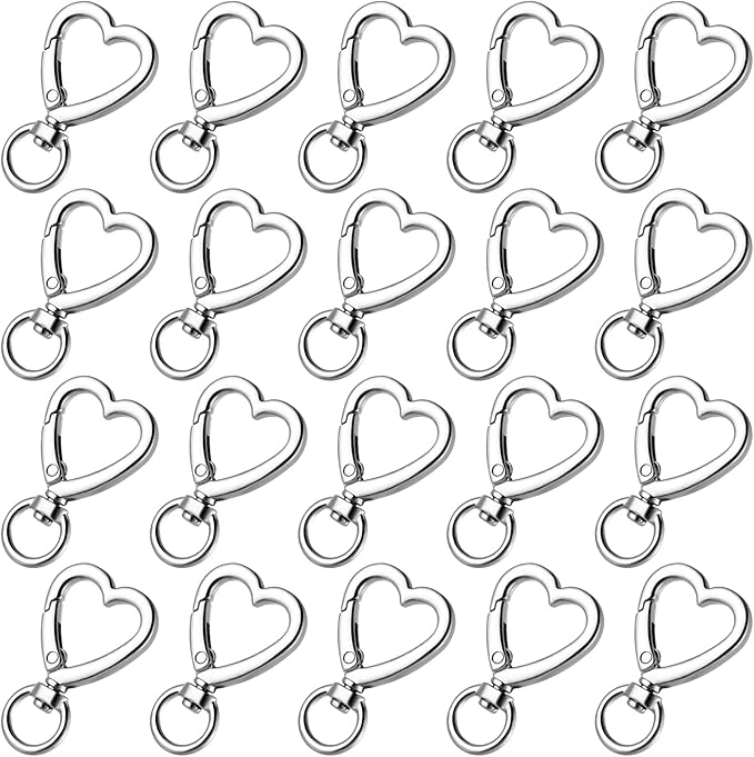Metal Heart Shape Keychain,Sliver Heart Carabiner Clips for Keys
