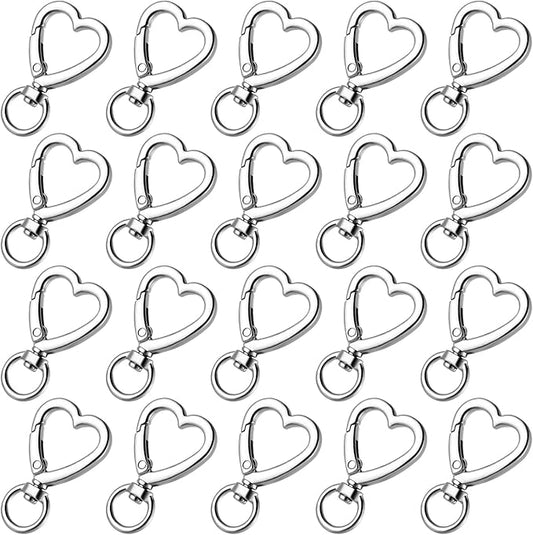 Metal Heart Shape Keychain,Sliver Heart Carabiner Clips for Keys