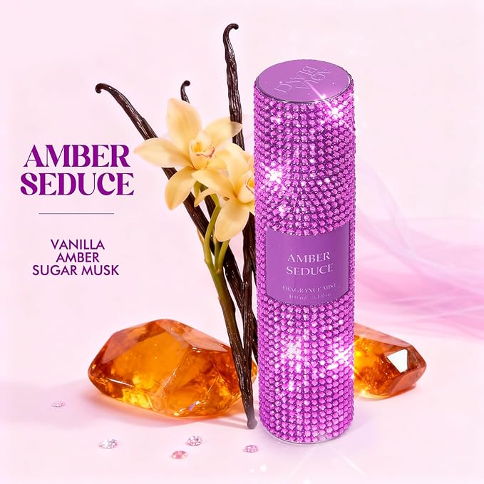 AQUA BLANCE Body Spray for Women, Amber Seduce, Diamond embellished Fragrance Mist, 3.4 fl oz