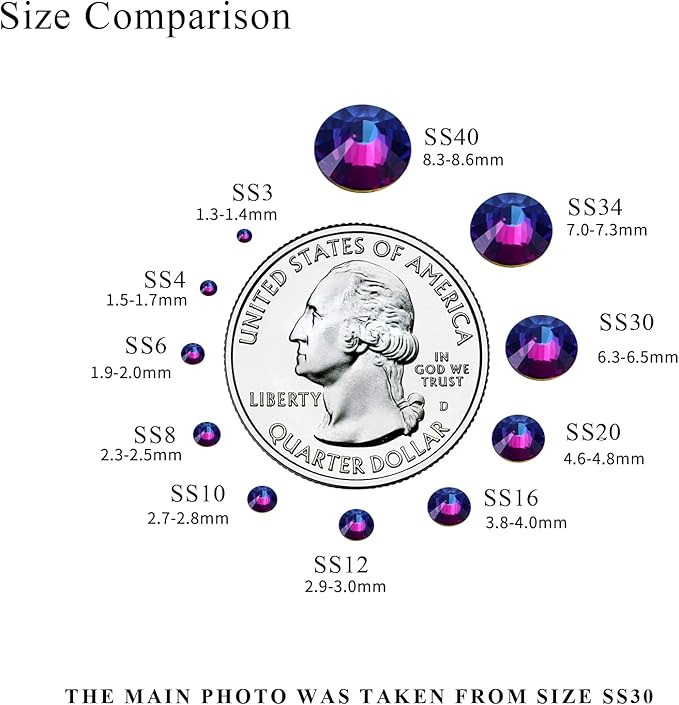 1440PCS SS8 Crystal Glass Flatback Rhinestones, Round Flat Back Crystal Gems for Nail Art and Craft Clothes, Glue Fix Diamond Stones Purple Velvet (2.3-2.5mm)