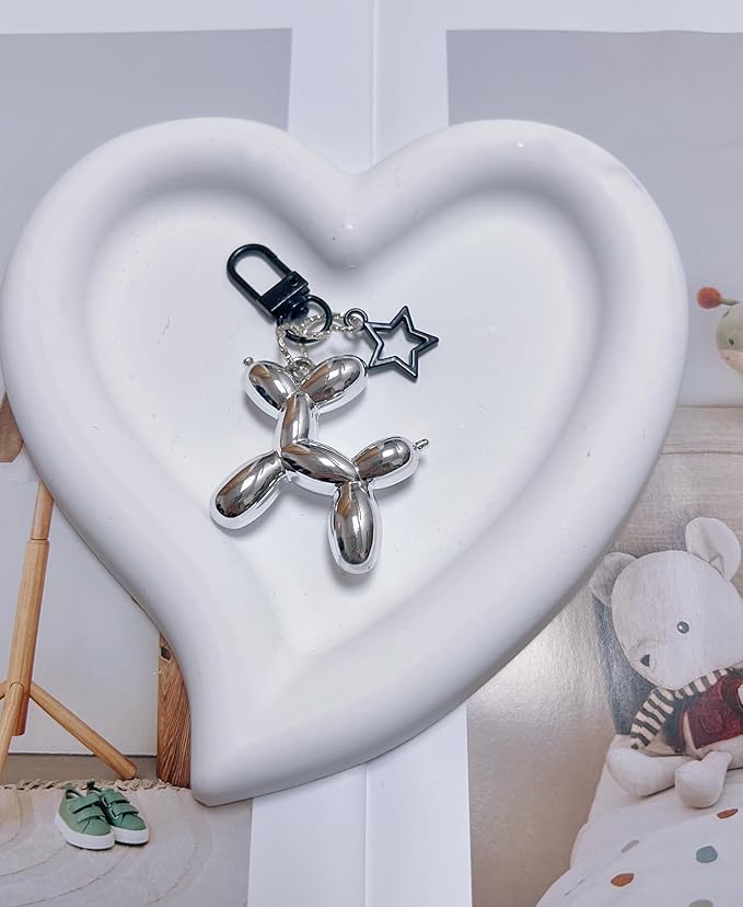 LAEKOU Star Balloon Dog Keychain for Women, Cute Y2K Key Chain Accessories, Aesthetic Charms for Bag Backpack