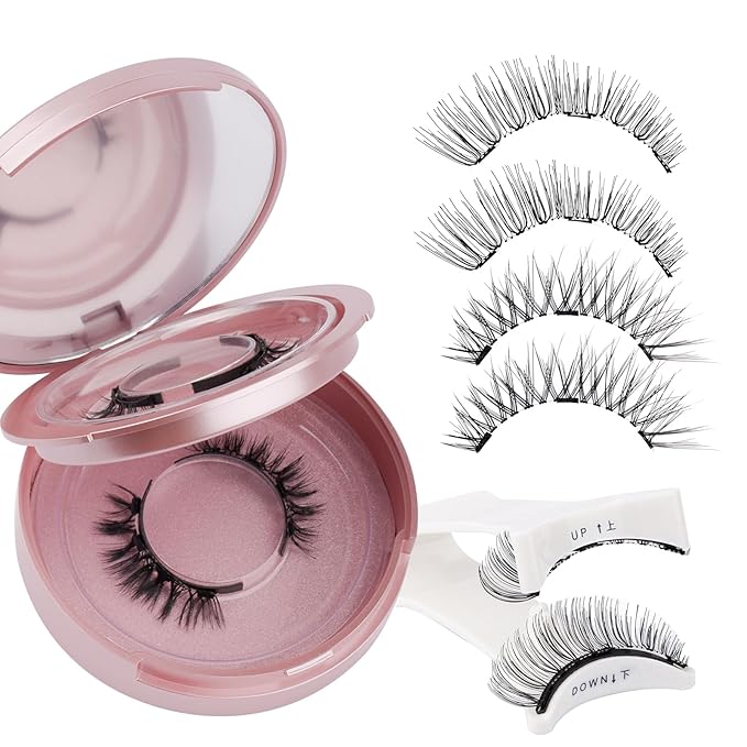 2-Pairs Magnetic Eyelashes Kit with Applicator: Wendy Natural Reusable False Lash Soft Waterproof False Lash No Glue Needed, K8-604-X1