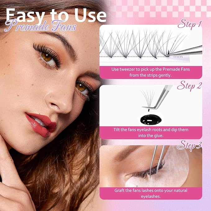 FADLASH Premade Lash Fans Double Layers Fluffy Premade Fans Eyelash Extensions 0.07 Thickness D Curl 10D Volume Lashes Premade Easy Fan Lashes (10D-0.07-D, 14mm)