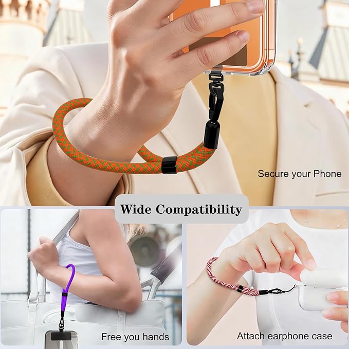 Phone Lanyard, 2 Pack Adjustable Cell Phone Lanyard Hand Phone Wrist Strap with Tether Tabs for Smartphones