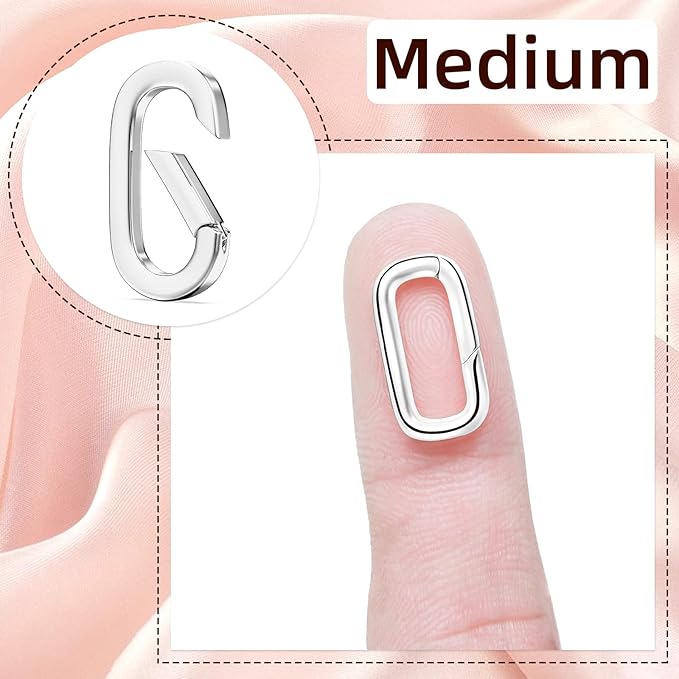 10Pcs Oval Clasp Carabiner Necklace Clasps and Closures, Spring Ring Clasp Pearl Necklace Enhancer Connector for Jewelry Bracelet Making