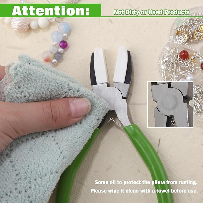 5 Inches Double Nylon Jaw Pliers Flat Nose Pliers for Jewelry Making with 2 Replacement Nylon Jaws Parallel Plier Soft Jaw Plier Jewelry Making Tools for Beading Wire Shaping DIY Hobby