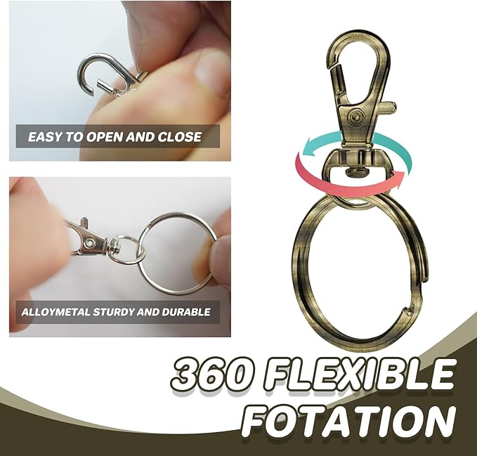 Keychain, 68PCS Swivel Snap Hooks with Key Rings, Metal Lobster Claw Clasp,34PCS Keychains Clips Hooks and 34PCS Key Chain Rings,Keychain Rings for DIY Crafts,Jewelry Making (Bronze)