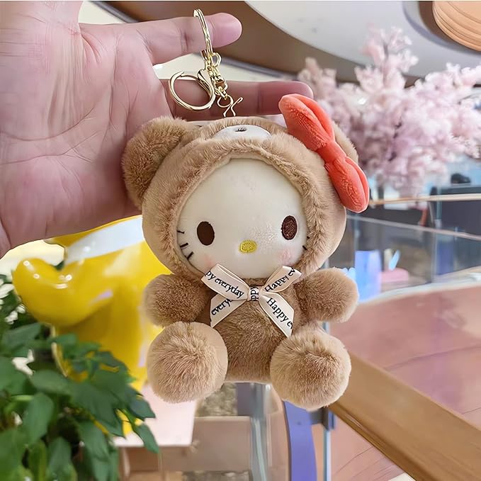 Cute Plush Keychain for Women Girls, 5" Lovely Keychain Decorative Accessories, Purse Bag Backpack Charm