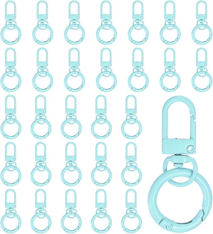 30-Pack Lobster Claw Clasp, Zinc Alloy Swivel Trigger Snaps Spring Clasps Hooks for Keychain Buckle/Lanyard/Straps/Purse, Spring Clasps Clips [Light Blue]
