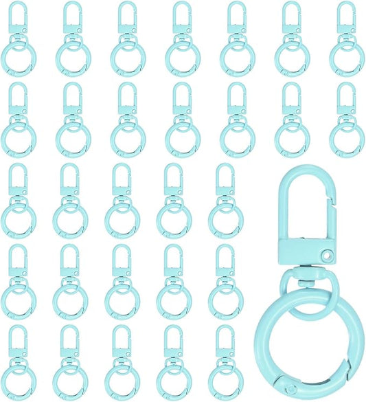 30-Pack Lobster Claw Clasp, Zinc Alloy Swivel Trigger Snaps Spring Clasps Hooks for Keychain Buckle/Lanyard/Straps/Purse, Spring Clasps Clips [Light Blue]