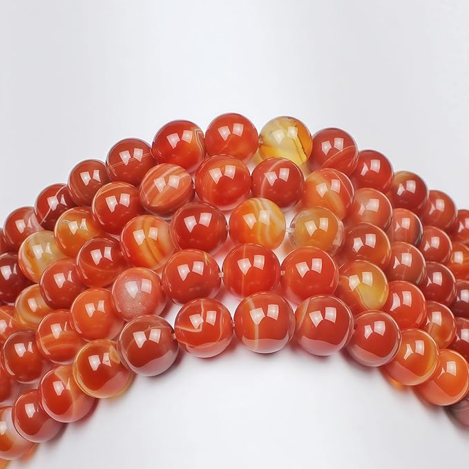 MJDCB Natural Red Striped Agate Beads Round Loose Beads for Jewelry Making DIY Bracelet Necklace (4mm)