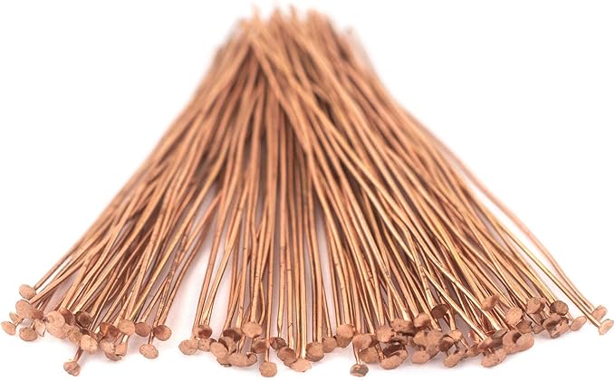 The Bead Chest Copper 21 Gauge 3 Inch Head Pins (Approx 100 Pieces)