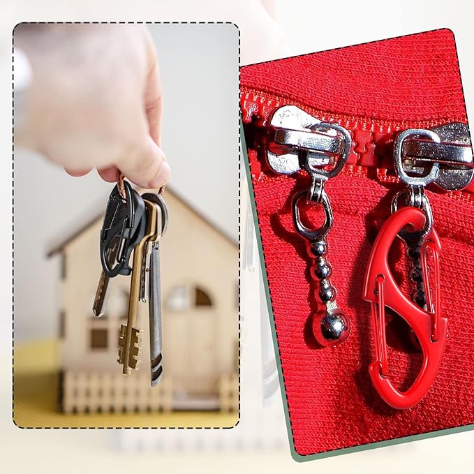 Moxweyeni 20 Pcs Zipper Clip S Carabiner Clips Small Alloy Snap Hook Anti Theft 1. 6 Inch Mini Dual Wire Gate Interlocking Keychain Clip Attachment for Women Men Camping Hiking