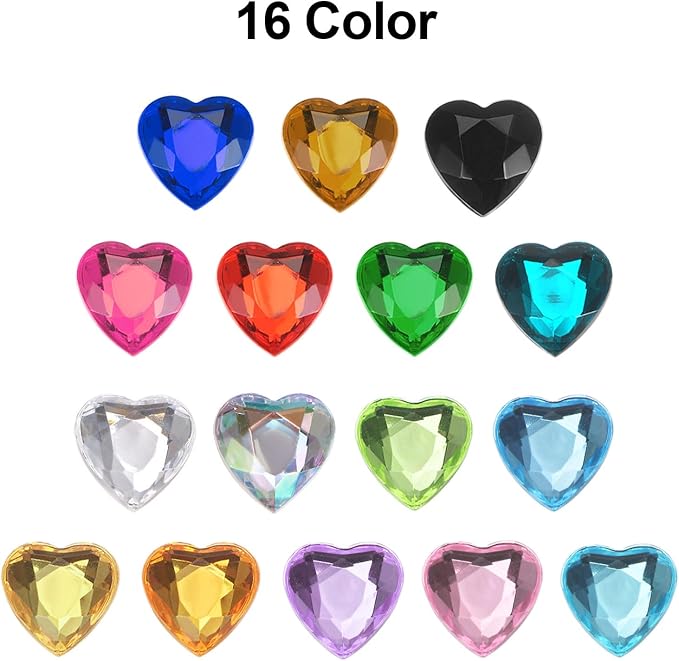 MECCANIXITY 40 Pcs Acrylic Heart Rhinestone 20mm Flat Back Plastic Gems Jewelry Stickers for Craft Bead Face Painting Costume Jewelry Making Light Green