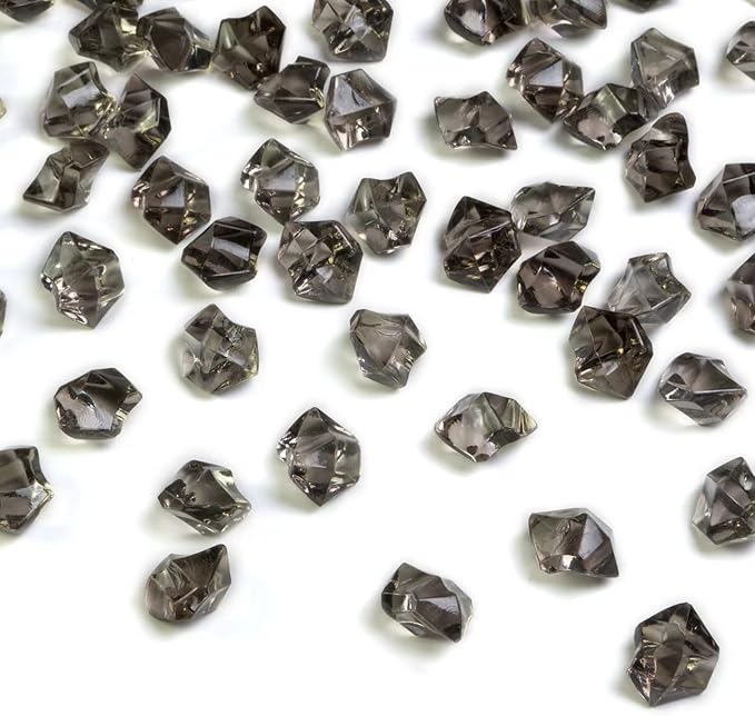 HappyFiller Fall Christmas Decoration 160 Pack Gray Fake Crystal Ice Stone,Acrylic Rocks Gems,Grey Vase Fillers Diamond Cube,Table Scatters,Arts Craft,Wedding Centerpieces,Party Event Decor,Fishbowl