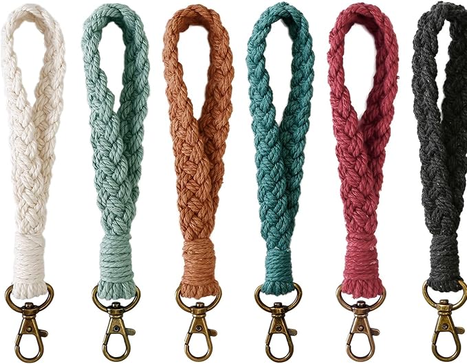 2 PCS Phone Wrist Strap, Cell Phone Lanyard, with 2× Phone Tether Tab, Handmade Macrame Keychain, Phone Case Wrist Lanyard for Women Girls(Dark Green+Red)