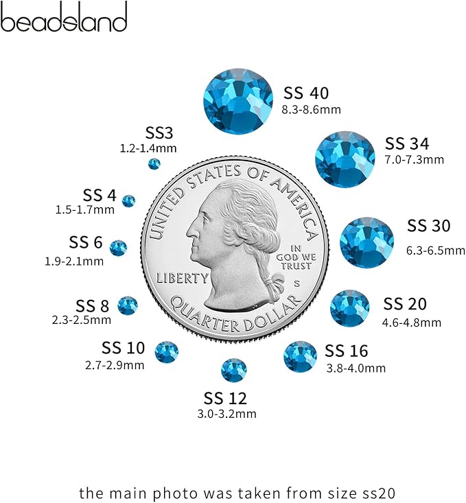 Beadsland Hotfix Rhinestones, 288pcs Crystal Rhinestones for Crafts Clothes DIY Decoration, Indicolite, SS34, 7.0-7.3mm