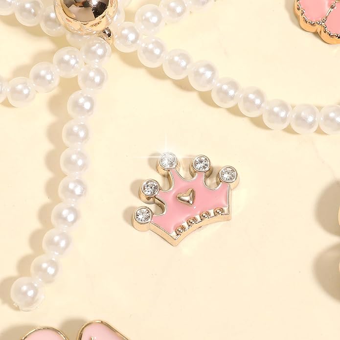 24Pcs Bling Pearl Bow Shoe Charms for Clog Sandals Women, Bear, Flower, Pearl Accessories, DIY Shoe Decoration Charms for Girls