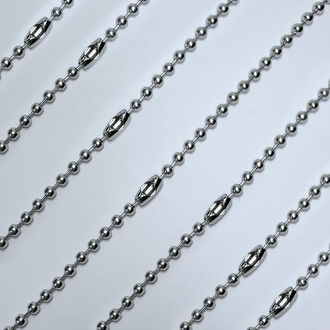 32ft 304 Stainless Steel #10 Beaded Ball Chain with 10pcs Connectors, 4.5mm Replacement Bead Chain Cord for Dog Tag, Necklace Chain, Plumbing Applications
