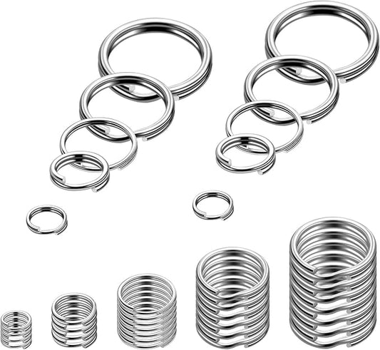 500pcs Assorted 5 Size Small Split Ring for Key Ring, Metal Keychains Key Rings Pet Collar Tag Double Loops Round Jump Rings for Jewelry Making Necklaces Bracelets Earrings Craft Accessories, Silver