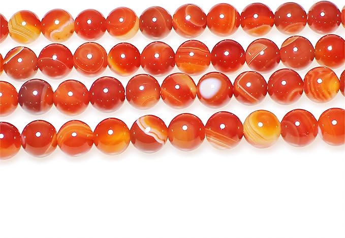 MJDCB Natural Red Striped Agate Beads Round Loose Beads for Jewelry Making DIY Bracelet Necklace (8mm)