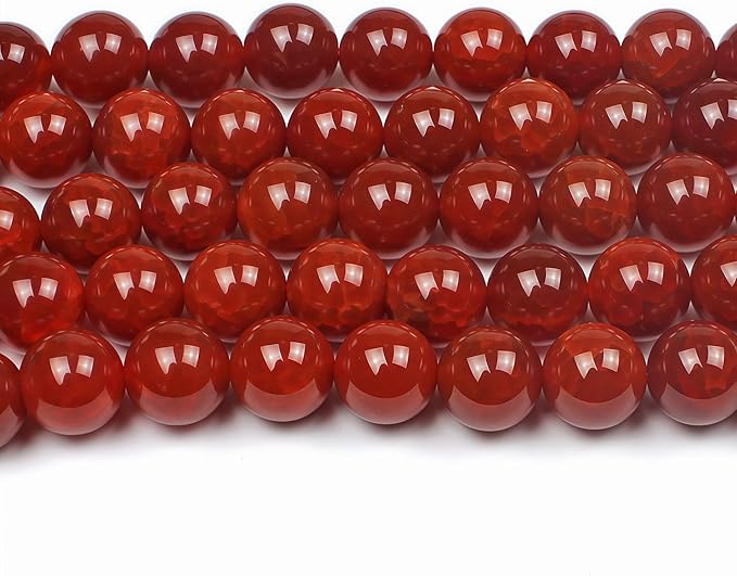 MJDCB Natural Stone Beads 12mm 30pcs Round Red Dragon Vein Carnelian Agate Loose Gemstone Bead Charms for Jewelry Making Bracelet Necklace Earring Pendant