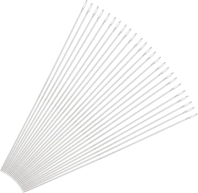 uxcell 25Pcs Beading Needles Fine Thin Long Straight Sewing Embroidery Threads Stainless Steel 3.15 Inch 0.02 Inch Wire Diameter