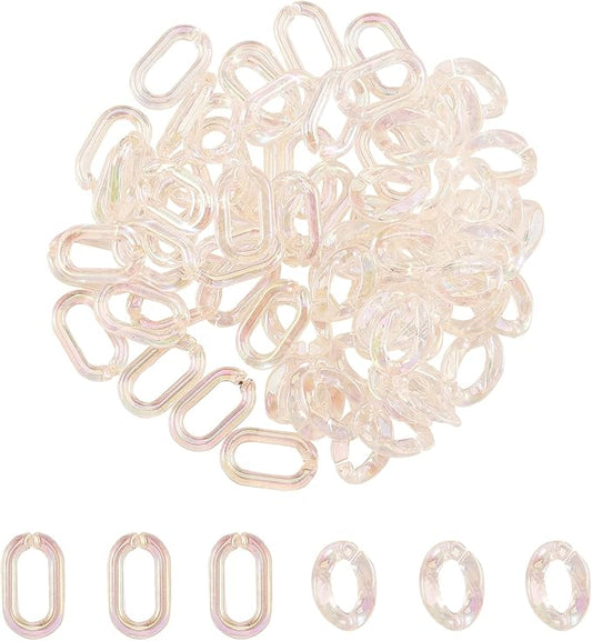LiQunSweet 100Pcs 2 Styles Acrylic AB Color Plated Twist Chain Linking Rings Quick Link Connectors for Chains Making Jewelry DIY Bag Strap