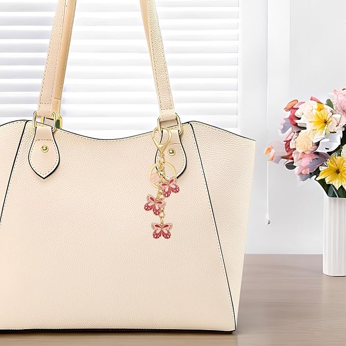 Double-sided Cute Butterfly Initial Letter keychain Butterfly Charms for key Handbag Backpack for Women