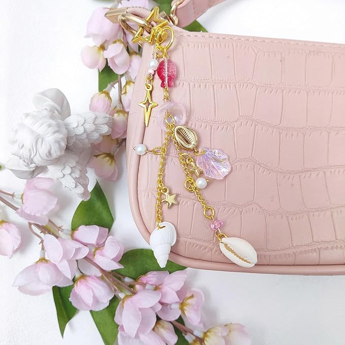 Y2K Aesthetic Keychains for Women Cute Flowers Star Cake Jellyfish Keychins Charms Kawaii Bag Purse Decor