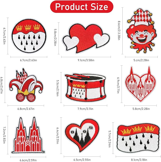 WILDREEDS 10 Pieces Mardi Gras Iron on Patches, Joker Series Embroidered Patch for Clothing, T-Shirt, Backpacks, Hats, Jeans, Jackets