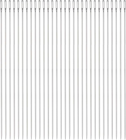 HARFINGTON 30pcs Beading Needles 1.6mm Dia Long Straight Sewing Needles Stainless Steel Embroidery Sewing Needles 7Inch