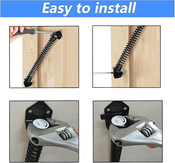 HOME MASTER HARDWARE 14" Gate Spring Self Closing Outdoor, Heavy Duty Gate Springs Black,Automatic Gate Closer for Wooden and Vinyl Fence, Adjustable Tension Door Springs to Close Door(Steel,2 Pack)