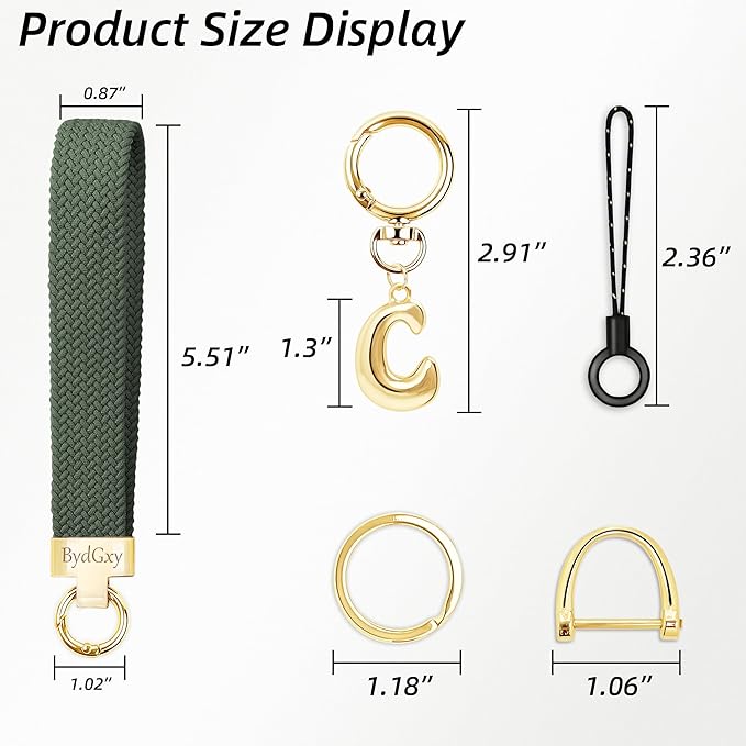 Stretchy Wristlet Initial Keychain, Key Chains Women Cute with Keyring, Llaveros para Mujer, Car Key Accessories