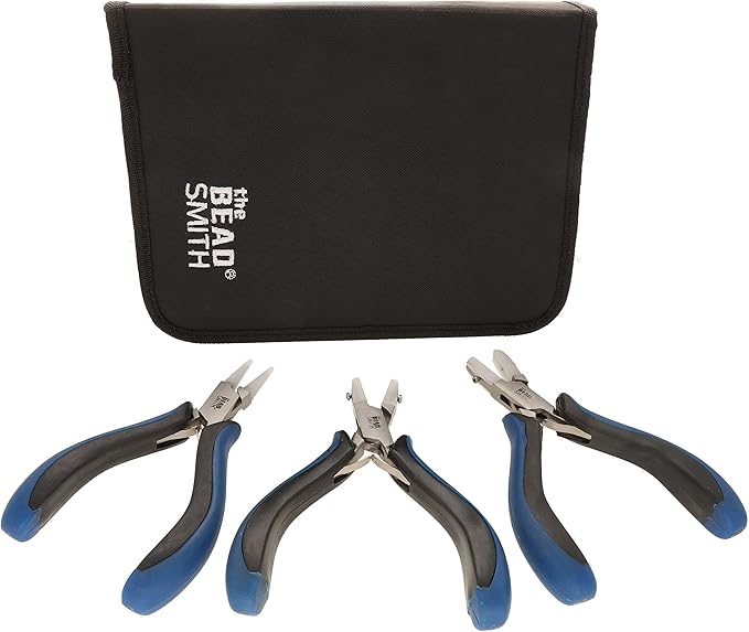 The Beadsmith Nylon Jaw Plier Set – Round, Chain & Flat Nose – Ergonomic Handle, Double Leaf Springs, Replacement Heads & Carry Case – Jewelry Making Tool for Creating Bracelets, Earrings & Necklaces