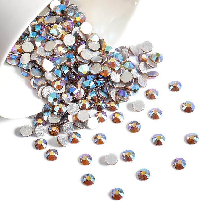 beadsland 1440 Pieces Flat Back Crystal Rhinestones Round Gems, Lt.Colorado Topaz AB,SS16,3.8-4.0mm
