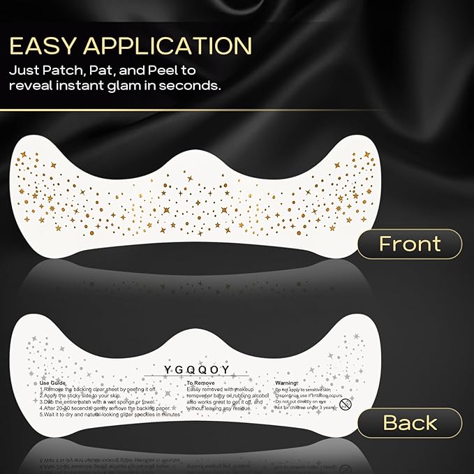 Glitter Freckles Face Tattoo, 2pcs Gold Sparkle Freckle Tattoo and 2pcs Silver Glitter Freckle,Makeup Patches, Face Glitter Speckles