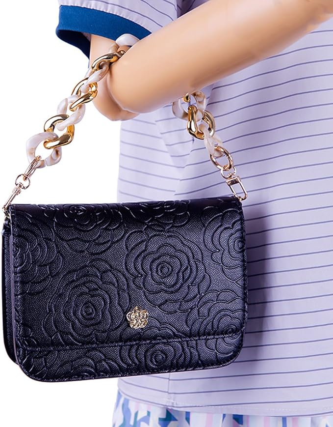 Acrylic Resin Chain Purse Strap 11.8IN Chunky Purse Transparent Chainn DIY Acrylic Bag Chain (Blue Coffee)