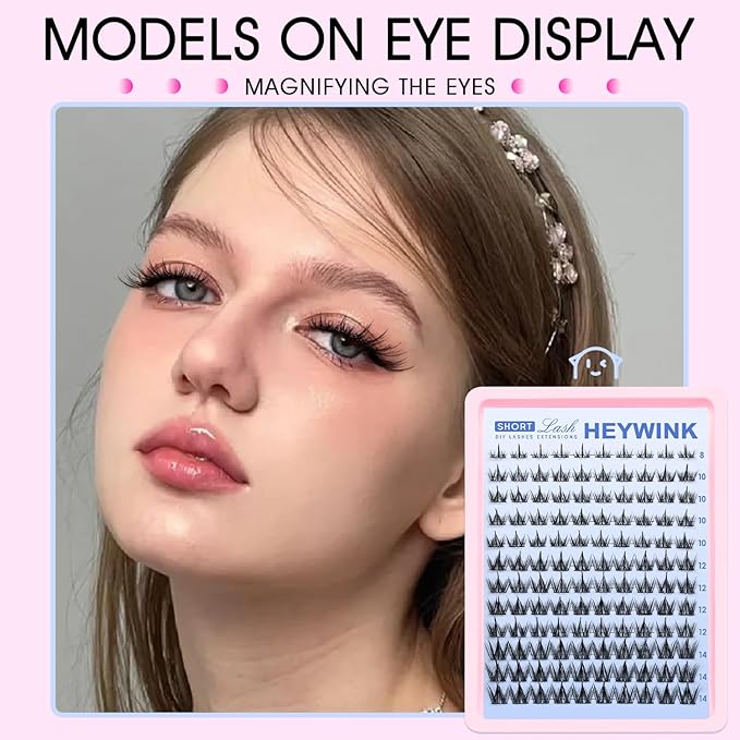 Manga Lash Clusters Kit Natural Lashes Clusters Short 8-14mm CC Curvature Lash Extension Kit Eyelash Extension Wispy Lash Clusters Individual Lash Wispy Eyelashes Clusters(Manga Short Kit)