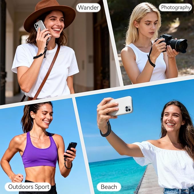 Phone Wrist Strap with 2 Phone Tether Tab, 2 Pack Adjustable Anti-Theft Cell Phone Lanyard for Travel & Outdoors