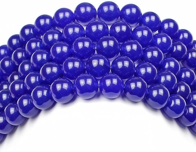 MJDCB Natural Stone Beads Sapphire Jade Round Loose Beads for Jewelry Making DIY Bracelet Necklace (10mm)
