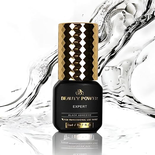 Eyelash Extension Adhesive Glue Expert - Beauty Power - Extremely-Fast 0.5-1-Second Drying Time - 10 Weeks Retention - Professional-Grade, 0.17fl.oz / 5ml (Black Finish)