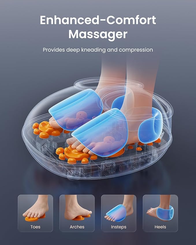 RENPHO Foot Massager with Heat, [2026 Upgraded] Birthday for Women Men Elderly, FSA Eligible Shiatsu Foot Massager for Plantar Fasciitis, Deep-Kneading, Air Squeezing Feet Massager, Size 12 BK