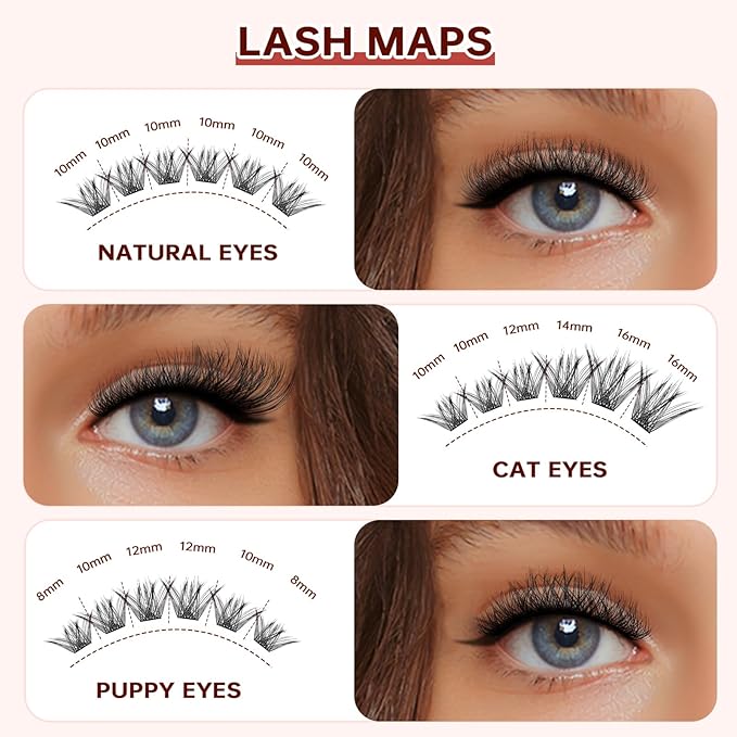 JOLIETIFY Lash Extension Kit, Medium Volume, Fluffy Faux Mink 8–16mm Cluster Lashes, Structured Yet Natural Look, Waterproof Bond & Seal, Individual Lashes with Tweezers & Remover, Beginner Friendly
