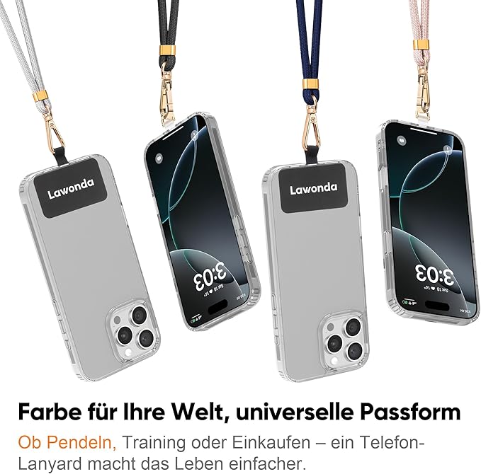 Phone Lanyard Universal Crossbody Cell Phone Strap Anti-Theft Adjustable Neck Lanyard for iPhone 17 Pro Max 2pcs Phone Patchs Tether Pads Apricot Tint