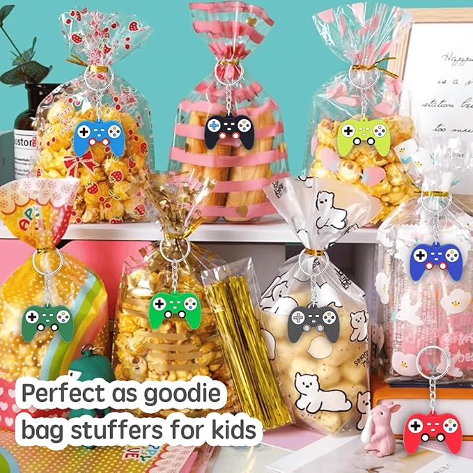 24PCS Video Game Party Favors, Mini Game Controller Keychains, Goodie Bags Keychain, Game Controller Theme Gift for Child Birthday Party, 8 Colors (48pcs)