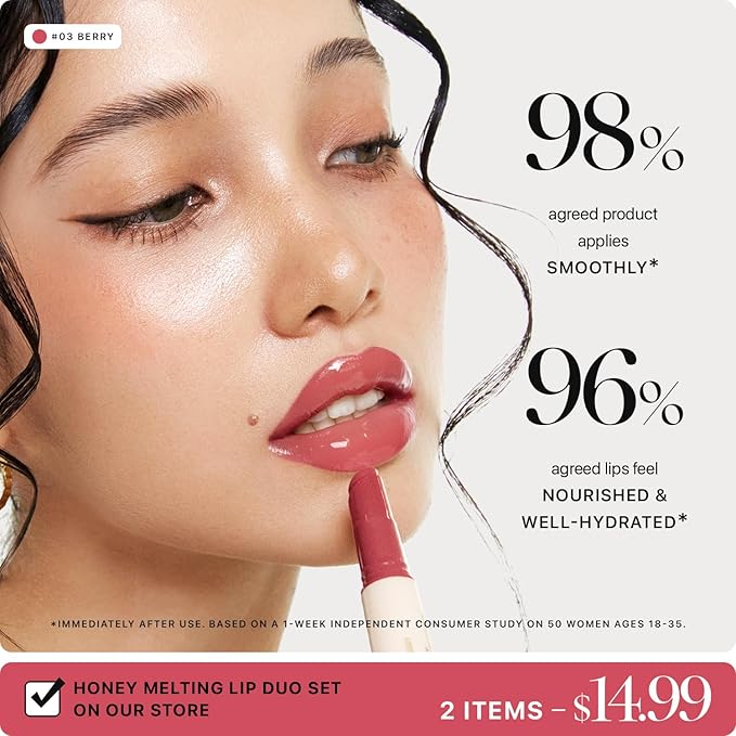 Nature Republic HONEY MELTING LIP (03 BERRY) SOFT LIP STICK, Hydrating Gloss, Moisturizing balms, Sheer tint, Shine & Glowy Finish, korean make up