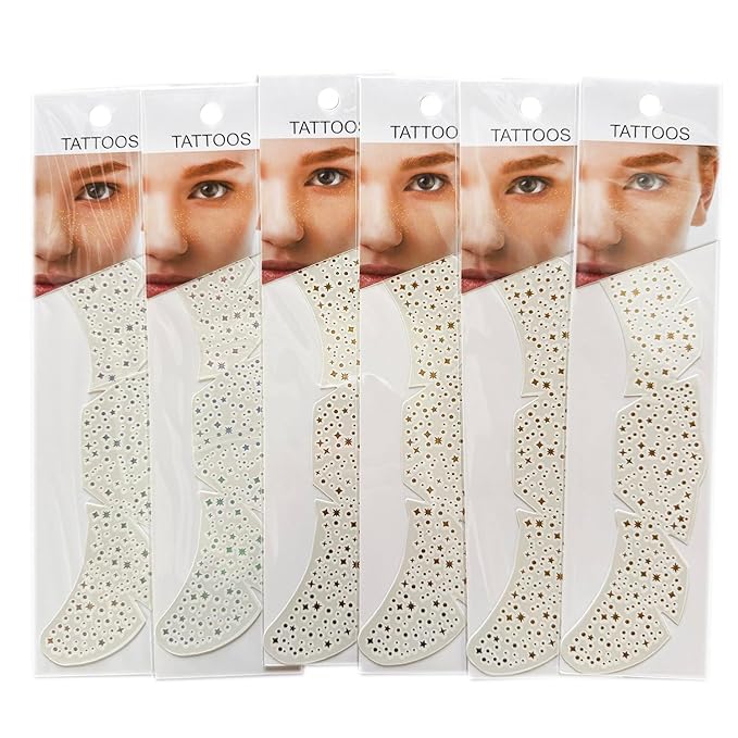 Fake Freckles Face Tattoo Star Glitter Freckles Sparkle Makeup Patches Face Glitter Speckles Patches for Women